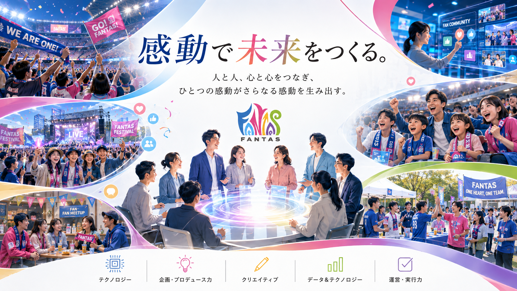 スポーツ、地域、企業、テクノロジーを通じて感動を生み出すFANTASの世界観