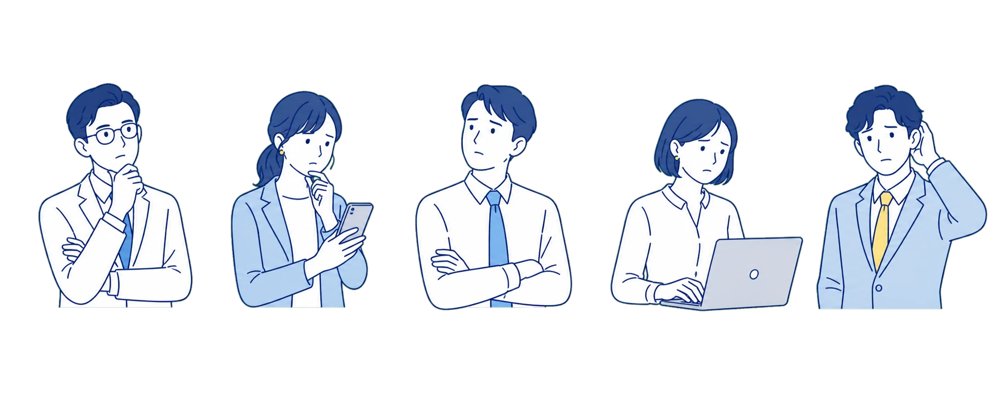 広告やSNSなどの施策に取り組みながら、成果につながらず悩む担当者たち